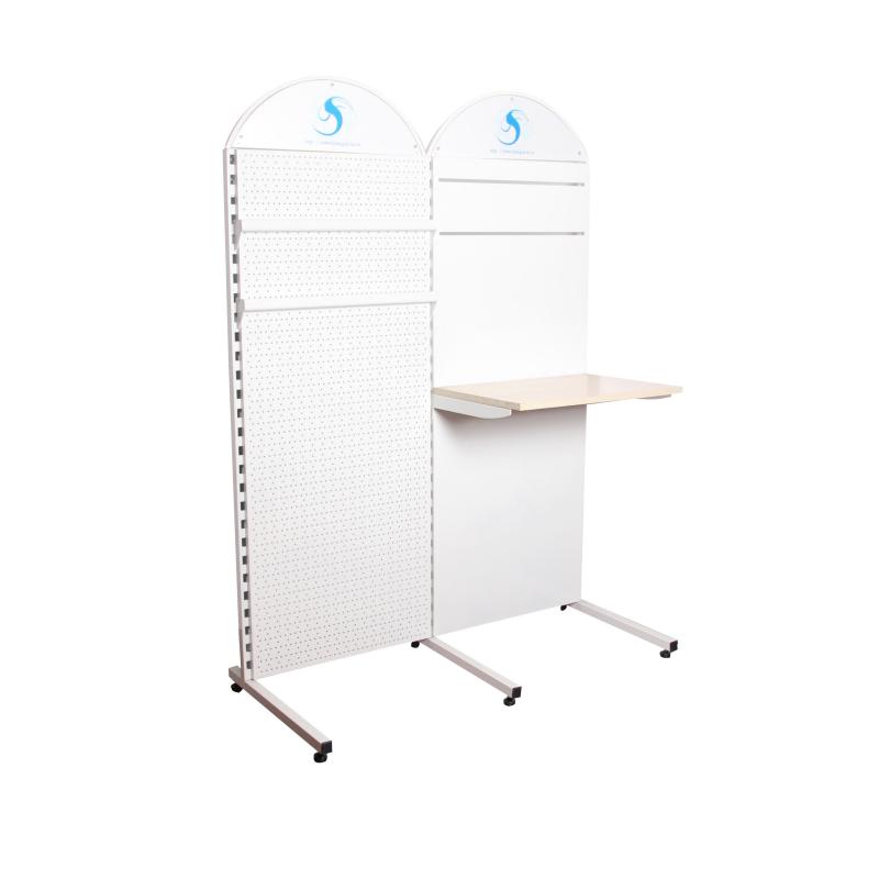 Formost Free Standing Pegboard Display Stand with Slatted Wall Shelves